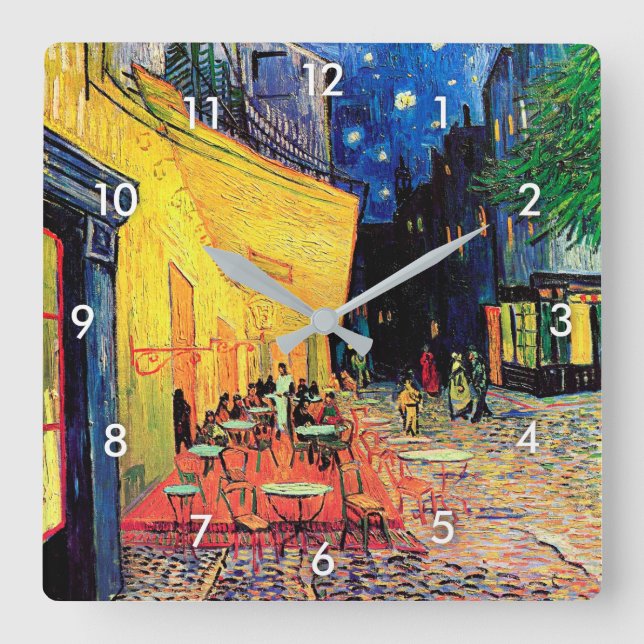 Cafe Terrace i natt, Vincent van Gogh Fyrkantig Klocka (Framsida)