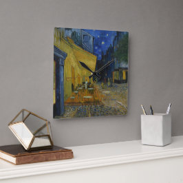 Cafe Terrace i Night av Vincent van Gogh Fyrkantig Klocka
