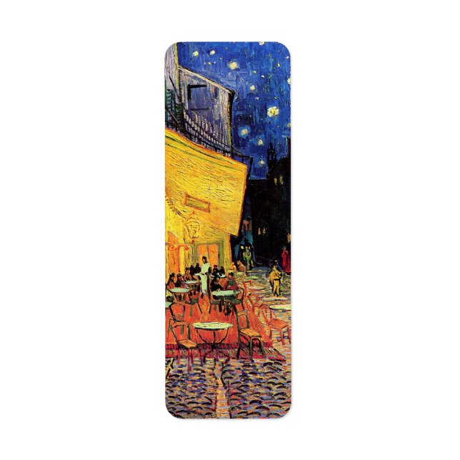 Cafe Terrace i Night av Vincent van Gogh Returadress Etikett (Framsidan)