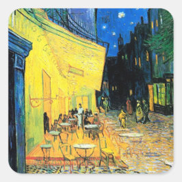 Café Terrace på natten (1888) Vincent Van Gogh art Fyrkantigt Klistermärke