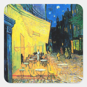 Café Terrace på natten (1888) Vincent Van Gogh art Fyrkantigt Klistermärke
