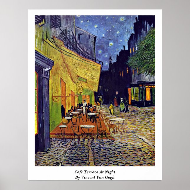 Cafe Terrace på natten av Vincent Van Gogh Poster (Framsidan)