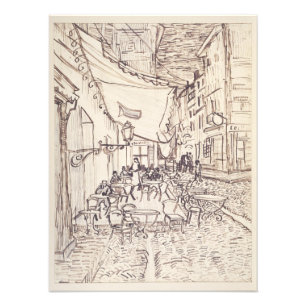 Cafe Terrace på natten, Fine Art Sketch, Van Gogh Fototryck