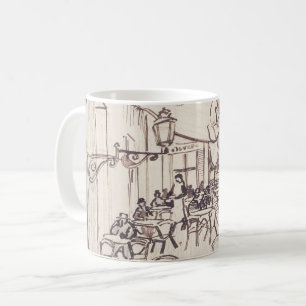 Cafe Terrace på natten, Fine Art Sketch, Van Gogh Kaffemugg
