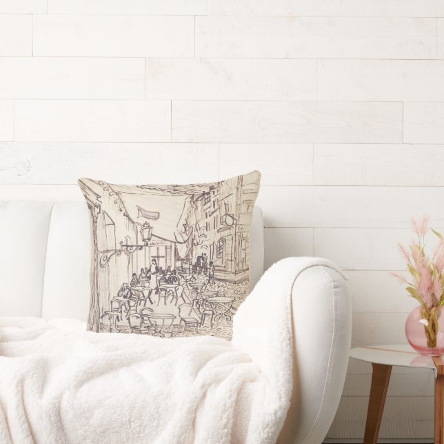 Cafe Terrace på natten, Fine Art Sketch, Van Gogh Kudde (Soffa)