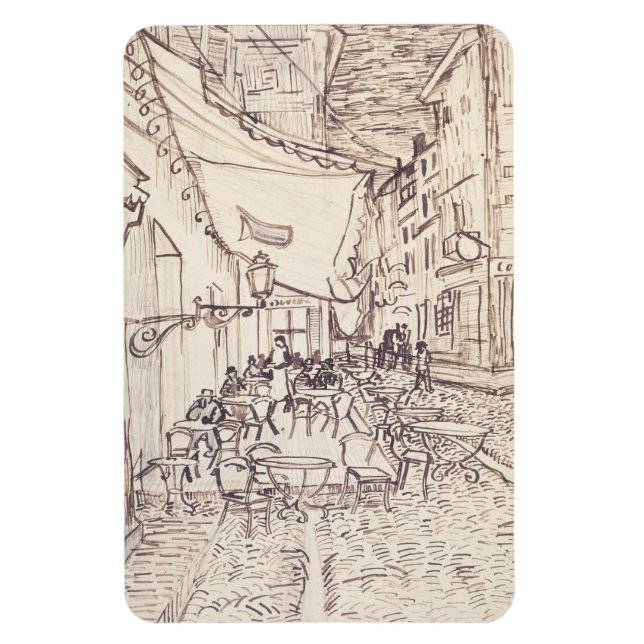 Cafe Terrace på natten, Fine Art Sketch, Van Gogh Magnet (Vertikal)