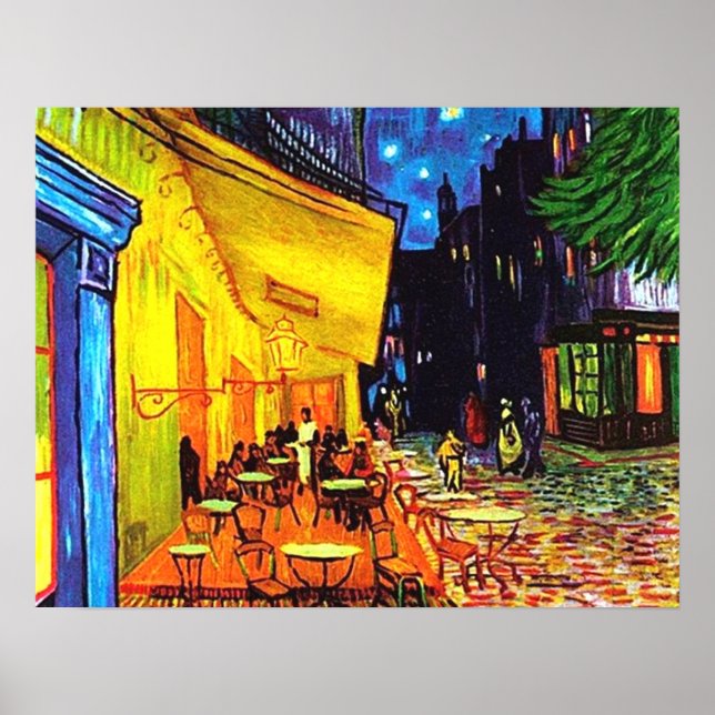 Café Terrace på natten Painting Vincent van Gogh Poster (Framsidan)