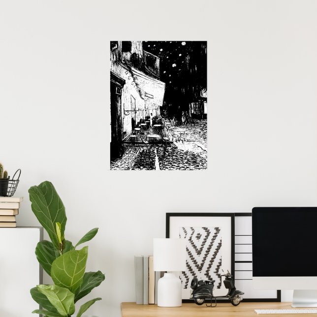 Cafe Terrace på natten Poster (Hemmakontoret)