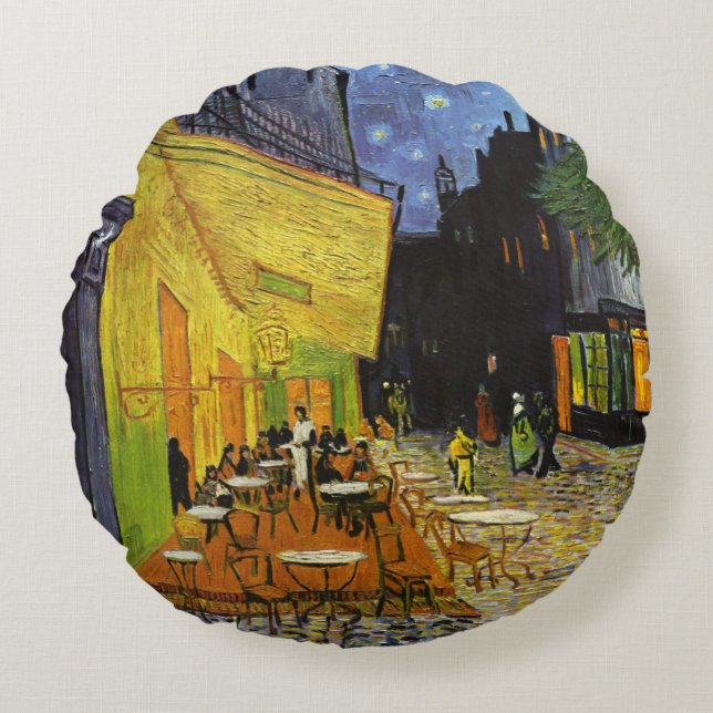 Cafe Terrace på Night Van Gogh Rund Kudde (Framsidan)