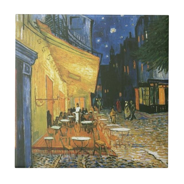 Cafe Terrace - Vincent van Gogh Kakelplatta (Framsidan)