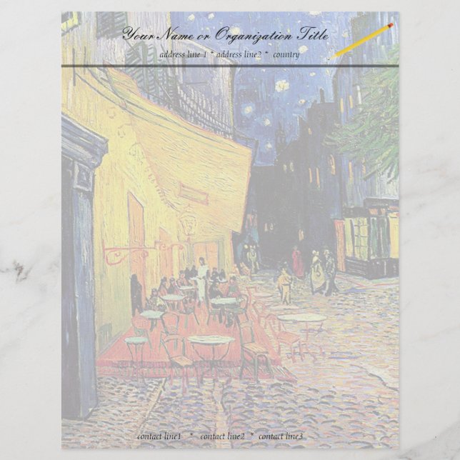 Cafe-terraset i ställe, Arles, i Brevhuvud (Framsida)