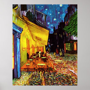 Cafe terrass på natten av Vincent Van Gogh ett Poster