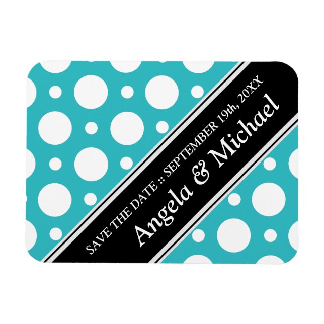 Cafe Turcos Assorterad Polka dots Spara datum Magnet (Horisontell)