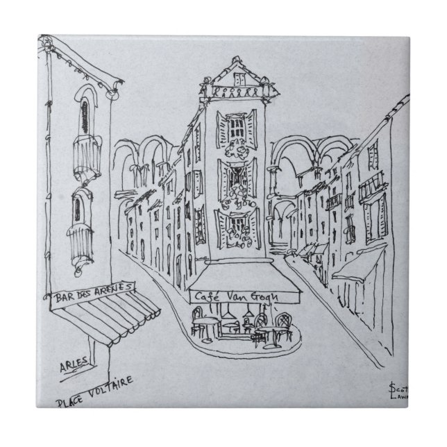Cafe Van Gogh, Place Voltaire, Arles, Frankrike Kakelplatta (Framsidan)