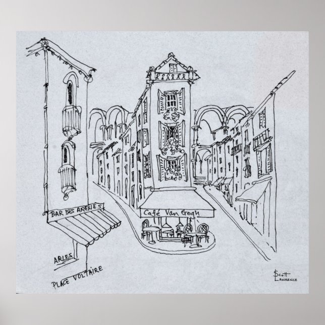 Cafe Van Gogh, Ställe Voltaire, Arles, Frankrike Poster (Framsidan)
