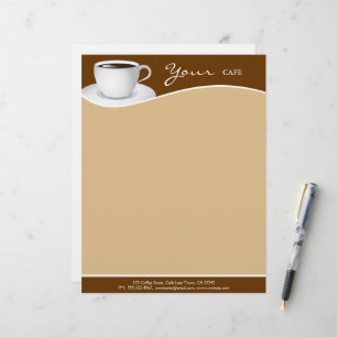 Cafe White Kopp Coffee Shop Business Letterhead Brevhuvud