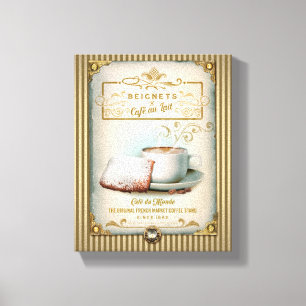 Cafeau Lait & Beignets Canvastryck