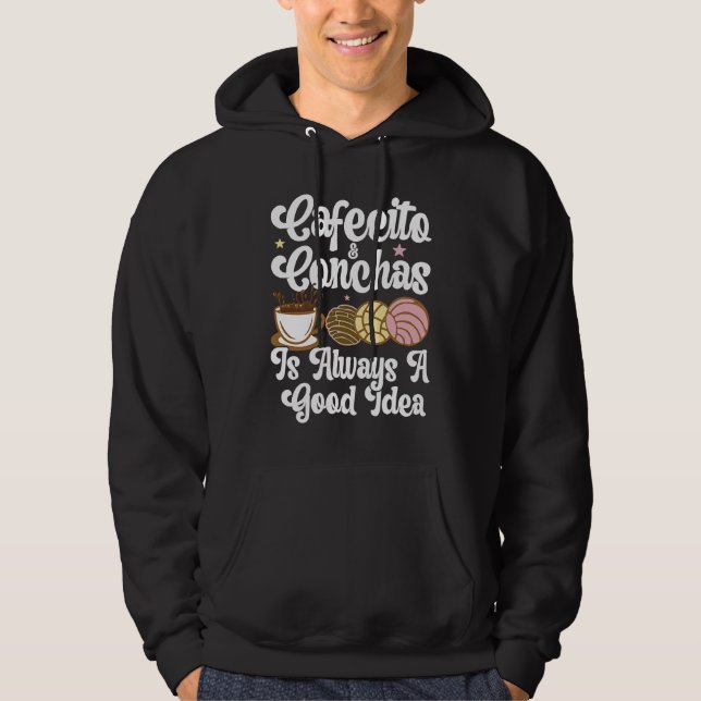 Cafecito Cafe Conchas Cute Spanish Pun Coffee Hoodie (Framsida)