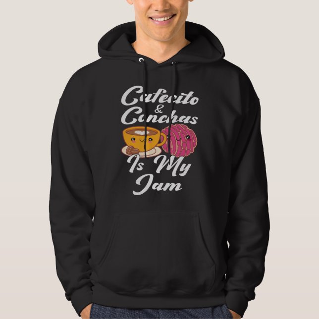 Cafecito & Conchas Is My Jam Cute Spanish Pun Coff Hoodie (Framsida)