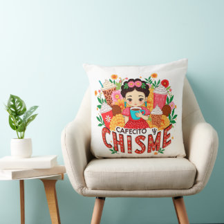 “Cafecito y Chisme” Latinsk Kaffeälskare Kudde