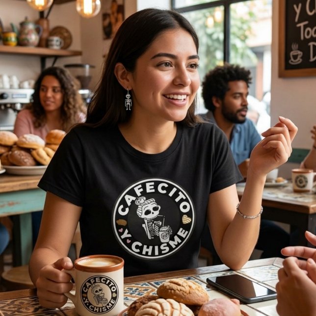 Cafecito y Chisme Mexikanskt sött bröd T Shirt (Cafecito y Chisme Pan dulce Mexican  T-Shirt)