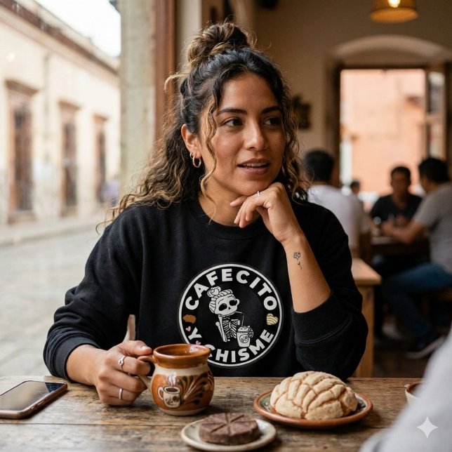 Cafecito y Chisme Mexikanskt sött bröd T Shirt (Cafecito y Chisme Pan dulce Mexican Sweatshirt)