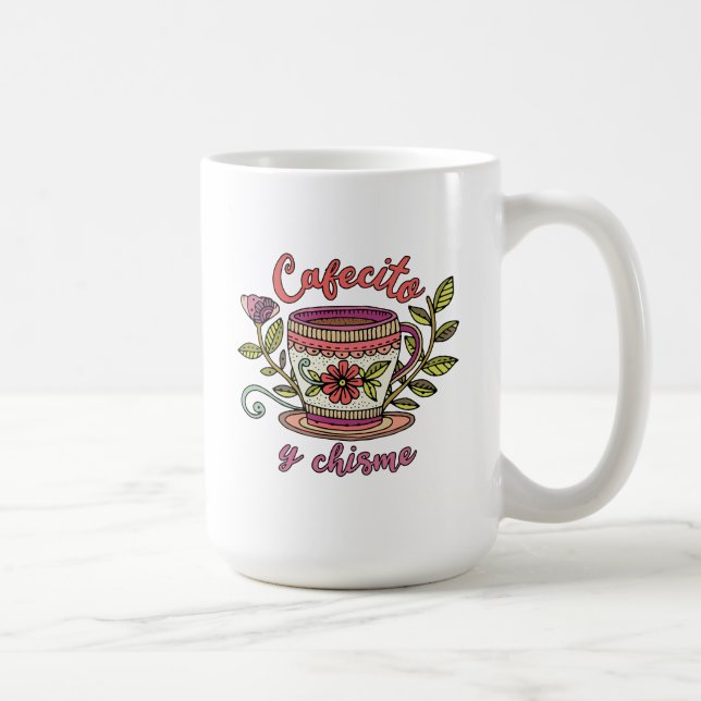 Cafecito y Chisme | Rolig spansk citatdekal Kaffemugg (Höger)
