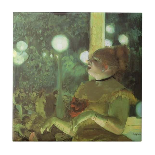 Cafeconcerten av Edgar Degas, Vintage finkonst Kakelplatta (Framsidan)