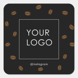 Cafee Cafe Restaurant Business Logotyp Black Fyrkantigt Klistermärke
