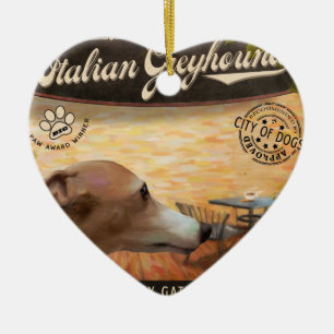 Cafeitalienarevinthund Julgransprydnad Keramik