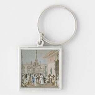 Cafen Frascati i 1807 Fyrkantig Silverfärgad Nyckelring