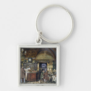 Cafen i Rome, 1856 Fyrkantig Silverfärgad Nyckelring