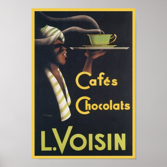Cafes Chocolats L. Voisin Vintage annons Poster (Framsidan)