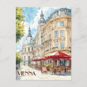 Cafes of Wien Austria Travel Vykort
