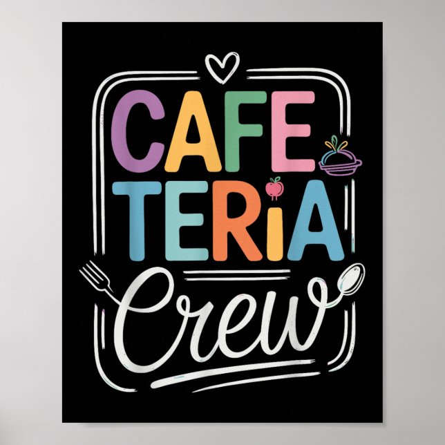 Cafeteria Crew Colorful Brevs with Kitchen Icons Poster (Framsidan)