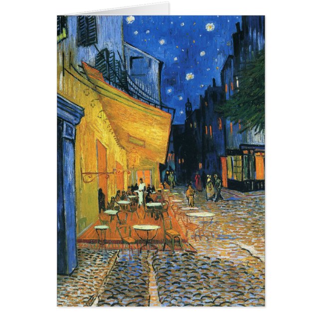 Cafeterrass på det nattVan Gogh kortet Hälsningskort (Framsidan)