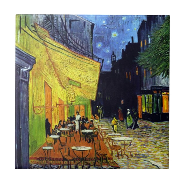 Cafeterrass på natten av Vincent Van Gogh Kakelplatta (Framsidan)