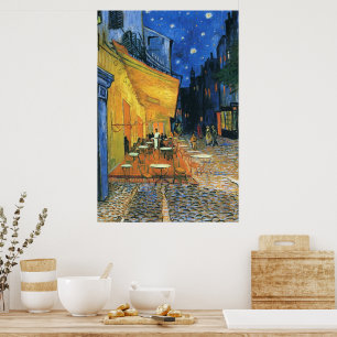 Cafeterrass på natten poster