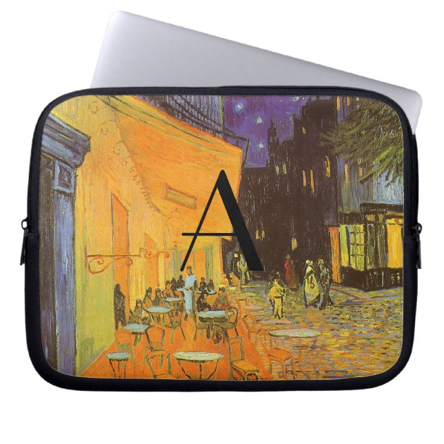 Cafeterrass på nattmonogramen laptop sleeve (Framsidan)