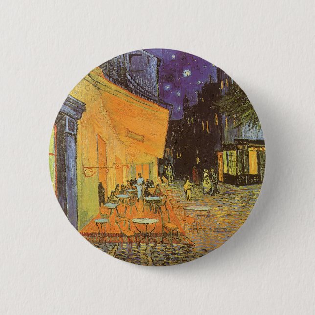 Cafeterrassen om natten av Vincent van Gogh Knapp (Framsida)