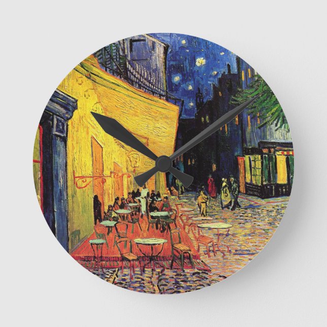 Cafeterrassen om natten av Vincent van Gogh Rund Klocka (Framsida)