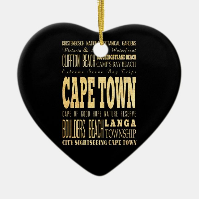 CafeTownstad av Sydafrika typografikonst Julgransprydnad Keramik (Framsidan)