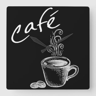 Cafeväggen tar tid på fyrkantig klocka