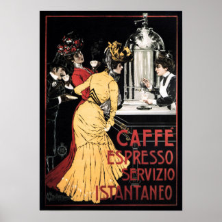 CAFFE ESPRESSO SERVIZIO ISTANTANEO Coffee italiens Poster