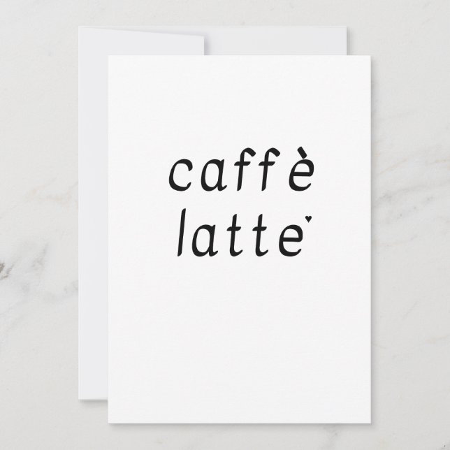 Caffè latte - minimalistic typography card kort (Framsida)