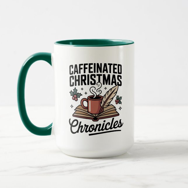 Caffeinated Christmas Chronicles Mug Holiday Fun Mugg (Vänster)