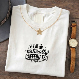 Caffeinated Naturally Citat Rollig T-Shirt