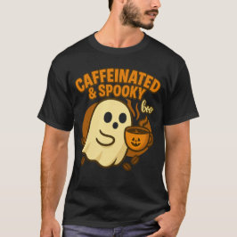 Caffeinated & Spooky Halloween Coffee Ghost T Shirt