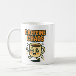 Caffeine Chaos Funny Energetic Coffee Cup Cartoon Kaffemugg
