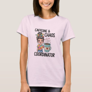 Caffeine & Chaos Queen - Trendig Coffee Graphic Te T Shirt